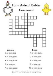 Farm Animal Babies Crossword Farm Animals Word Puzzles For Kids Puzzles For Kids