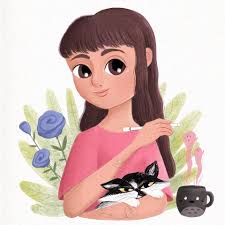 One of the illustrations I made for MiniGallery. The collaboration is  available for this month 🎀 (I'm sharing their website in the comments, if  you'd like to take a look 🖤).