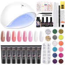 Maybe you would like to learn more about one of these? Amazon Com Cooserry Poly Gel Nail Kit 8 Colors Nail Extension Gel Kit With 48w Led Lamp Clear Pink Builder Gel For Nails With Slip Solution Top Base Coat Rhinestone Glitter
