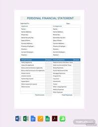 Free Personal Financial Statement Template Pdf Word Doc Excel Google Docs Apple Mac Pages Google Sheets Apple Numbers In 2020 Personal Financial Statement Financial Statement Statement Template