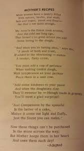 Cooking Poem Mother Poems Mom Poems Mother Recipe