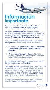 El certificado no librará de manera automática al viajero de tener que cumplir restricciones al llegar a su destino, como el cumplimiento de una cuarentena o un nuevo test pcr, pero sí recoge para tener el pase covid en europa habrá que estar vacunado con los sueros aprobados por la unión europea. Copa Airlines On Twitter Importante A Partir Del 7 De Enero Pasajeros Residentes Y Extranjeros Viajando A Colombia Deberan Cumplir Con Prueba De Pcr Negativa 96 Horas Antes De Su Vuelo Recuerda