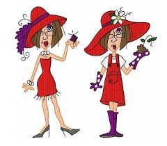 Jj 39 S Red Hat Parade 5x7 Machine Embroidery Designs Red Hat Society Red Hats Red Hat Ladies