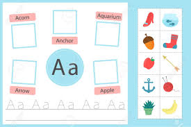 In this worksheets arrows helps and guide the students to learn the. Alphabet Tracing Worksheet For Preschool And Kindergarten Writing Practice Letter A Exercises With Cards For Kids Vector Illustration Royalty Free Cliparts Vectors And Stock Illustration Image 148061018