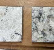 Yellow or white quartz countertop with subtle veins?