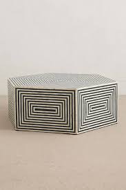 Black And White Striped End Table Hexa Inlay Coffee Table Handcrafted Table Coffee Table Design Unique Coffee Table