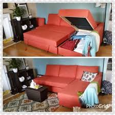 Ikea Friheten Sofa In Burnt Orange Target Rug Crate And Barrel Wicker Storage And Ikea Kallax Shelf And Thr Ikea Orange Couch Family Room Makeover Ikea Sofa