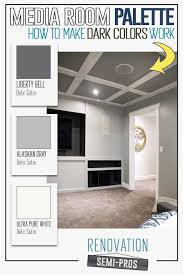 See our guide on how to to choose color. Dark Media Room Color Scheme Basement Color Schemes Room Color Schemes Basement Color