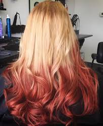 Reverse Ombre Blonde To Red Ombre Hair Blonde Red Blonde Hair Blonde Hair With Red Tips