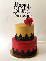 50th Black And Gold Cake Ideas Black Red And Gold Cake Cake Gold Cake Red And Gold