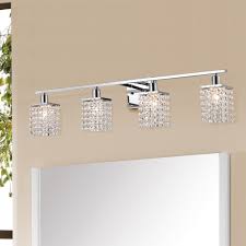 Vanity lights in lnc home are the perfect choices for many different scenarios. Frindin Chrome 4 Light Wall Sconce Vanity Lighting With Crystal Shades Overstock 27636206