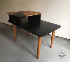 Black Mid Century End Table Mcm Tiered Vintage Side Table Teak Etsy Vintage Side Table Teak Side Table End Tables