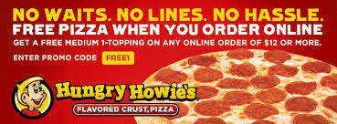 Free Pizza With 12 Spent Online At Hungry Howies Via Promo Code Free1 Hungry Shopping Coupons Spending Online