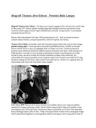 Pada tahun 1800, penemu italia alessandro volta mengembangkan metode praktis pertama dari. Biografi Thomas Alva Edison Lengkap Pdf