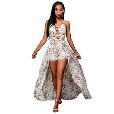 Irirgo Womens Lace Up Spaghetti Strap Floral Print Maxi Dress Overlay Rompers Jumpsuit Womens Fashion Dresses Summer Short Maxi Dress Summer Slip Dress
