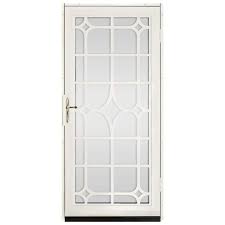 Unique Home Designs 36 In X 80 In Lexington Almond Surface Mount Steel Security Door With Shatter Resistant Glass And Brass Hardware Idr30000362124 The Home Steel Security Doors Unique House Design Security Door