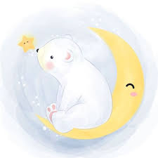 Cute Little Bear Plays With The Moon And The Star Cartoon Cute Funny Png And Vector With Transparent Background For Free Download Polar Bear Drawing Polar Bear Illustration Polar Bear Art