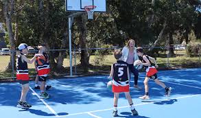 Red borders act as a warning area. City Of Newcastle Energises Green Space With Community Basketball Courts Australasian Leisure Management