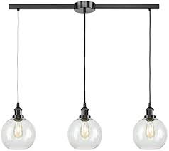 Elk lighting chadwick 665 kitchen island light. Eul Industrial Kitchen Island Lighting Linear Pendant Lighting Clear Glass Globe Oil Rubbed Bronze 3 Lights Amazon Com