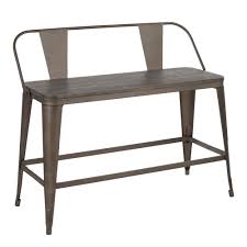 Lumisource Oregon 26 In Counter Height Bench In Antique Metal And Espresso Wood Bc26 Or Ane The Home Depot