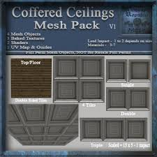 The panels hold texture with clean lines and a prominent style. Second Life Marketplace Coffered Ceilings Mesh Pack V1 Antique Victorian Home Building Architecture Kit Full Perm Mesh Textures