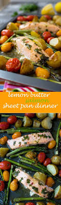 Lemon Butter Salmon With Potatoes And Asparagus Sheet Pan Dinner Recipe Sheet Pan Dinners Lemon Butter Salmon Sheet Pan Recipes
