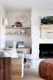 Chunky textured wooden mantel for your fireplace. Dreamy Beach House Offers Relaxed Living Off Australian Coast