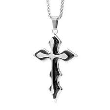 Pendentif croix sculptée johnny hallyday collier couleur argent + signature. R B Bijoux Collier Homme Chaine Pendentif Croix Rock Style Johnny Hallyday Acier Inoxydable Mens Pendant Mens Accessories Fashion Cross Pendant Necklace