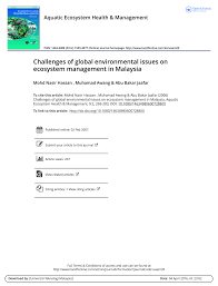 Respiratory and cardiovascular systems failure. Pdf Challenges Of Global Environmental Issues On Ecosystem Management In Malaysia