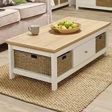 Store clutter away without sacrificing style with the wayborn rectangular coffee table with storage. Dinan Cream And Oak Storage Coffee Table 19ld469