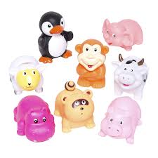 ﻿knitted baby toys, baby plush toys, baby rattles, baby bath toys, ceramic piggy banks Amazon Com Elegant Baby Bath Time Fun Rubber Water Squirties Animal Party Set Of 8 Bath Squirt Toys Water Squirting Toys Baby