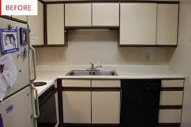 Before After This Kitchen Gets Covered From Head To Toe With Adhesives Rental Kitchen Rental Kitchen Makeover Kitchen Cabinets Cover