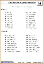 Linear and quadratic equations, inequalities featuring number line graphics, functions, exponents, radicals, and logarithms. Ks3 And Ks4 Factorising Worksheets Cazoom Maths Worksheets