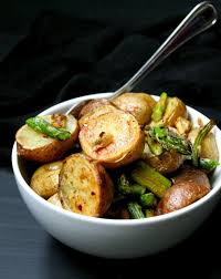 Garlicky Roasted Asparagus And Potatoes Recipe Roasted Asparagus And Potatoes Pureed Food Recipes Asparagus Recipes Baked