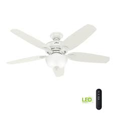 Hunter antero 54in led indoor brushed nickel ceiling fan #1312. Hunter Channing 54 In Led Indoor Easy Install Fresh White Ceiling Fan With Hunterexpress Feature Set And Remote 53368 The Home Depot