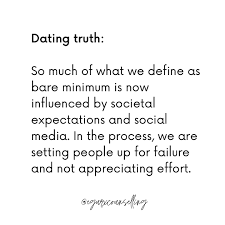I don't mean bare minimum as in safety, integrity or even healthy  communication. It's empowering I see we are encouraging people to not  settle for less than what they deserve however are