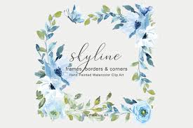 To search on pikpng now. Light Blue Watercolor Floral Frame Set By Patishop Art Thehungryjpeg Com