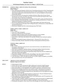 clinical trial assistant resume samples