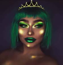 makeup artist uses neon colors to