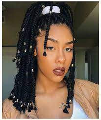 100 Romantic Medium Box Braids Designs For You Medium Long Box Braids With Beads M Box Braids Hairstyles For Black Women Box Braids Styling Hair Styles
