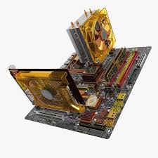 Ga Ep45 Dq6 Motherboard With Gv N220oc Video Card Multi Format 3d Model Ad Motherboard Gv Ga N220oc Video Card Motherboard Video