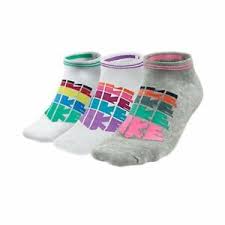 Details About Nike Womens Lightweight Logo No Show Socks 3 Pack Multi Colored Size Small