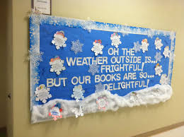 Winter Bulletin Board A Anicola 3 The Weather Outside Is Frightful But Our Books Are Winter Bulletin Boards School Library Displays Reading Bulletin Boards