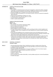 Assistant Bank Manager Resume Samples Velvet Jobs