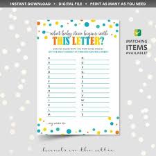 Baby Shower Guessing Game Template Printable Letter Game Etsy Baby Shower Guessing Game Printable Baby Shower Games Confetti Theme