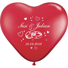 Herzluftballons Bedrucken Ringe Namen Datum O 25 Cm Ballondruck Herzluftballons Bedrucken Luftballons