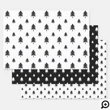What kind of wrapping paper does hallmark use? Black White Modern Christmas Tree Pattern Wrapping Paper Sheets Moodthology Papery