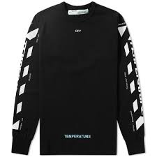 We have a great online selection at the lowest prices with fast & free shipping on many items! Off White Long Sleeve Diagonal Temperature Tee Black White End