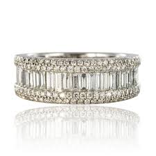 Bague Alliance Diamants Baguettes Or Blanc Bijouxbaume