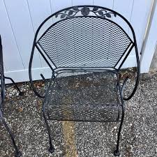A thick padded seat makes a comfortable sitting experience. Vintage Wrought Iron Barrel Back Garden Patio Dining Arm Chair Chairish